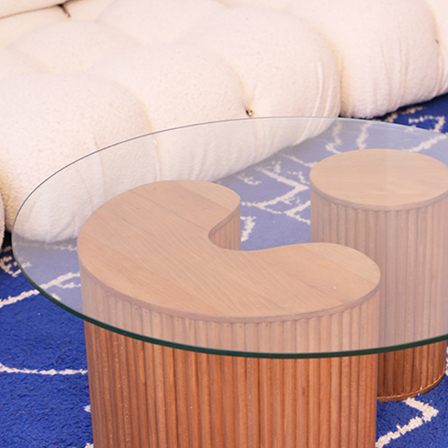 Table En Bois De Sapin Et Verre Faite-Main Au Maroc