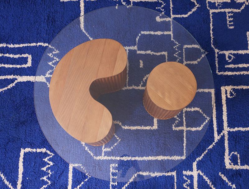 Table En Bois De Sapin Et Verre Faite-Main Au Maroc