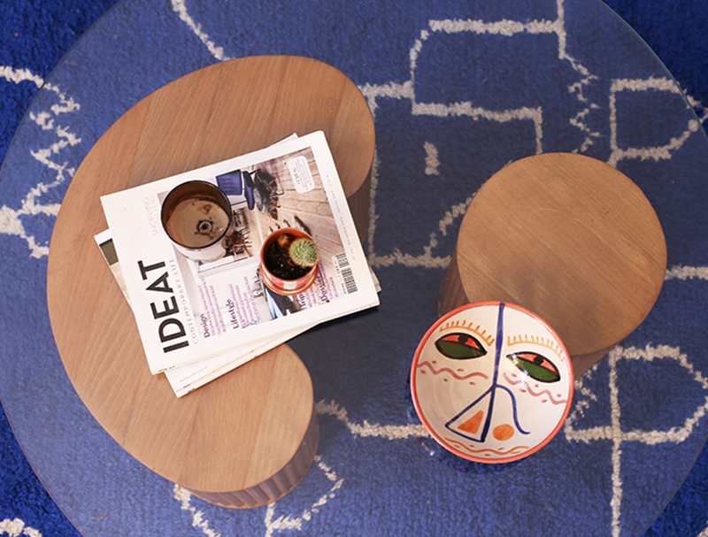 Table En Bois De Sapin Et Verre Faite-Main Au Maroc