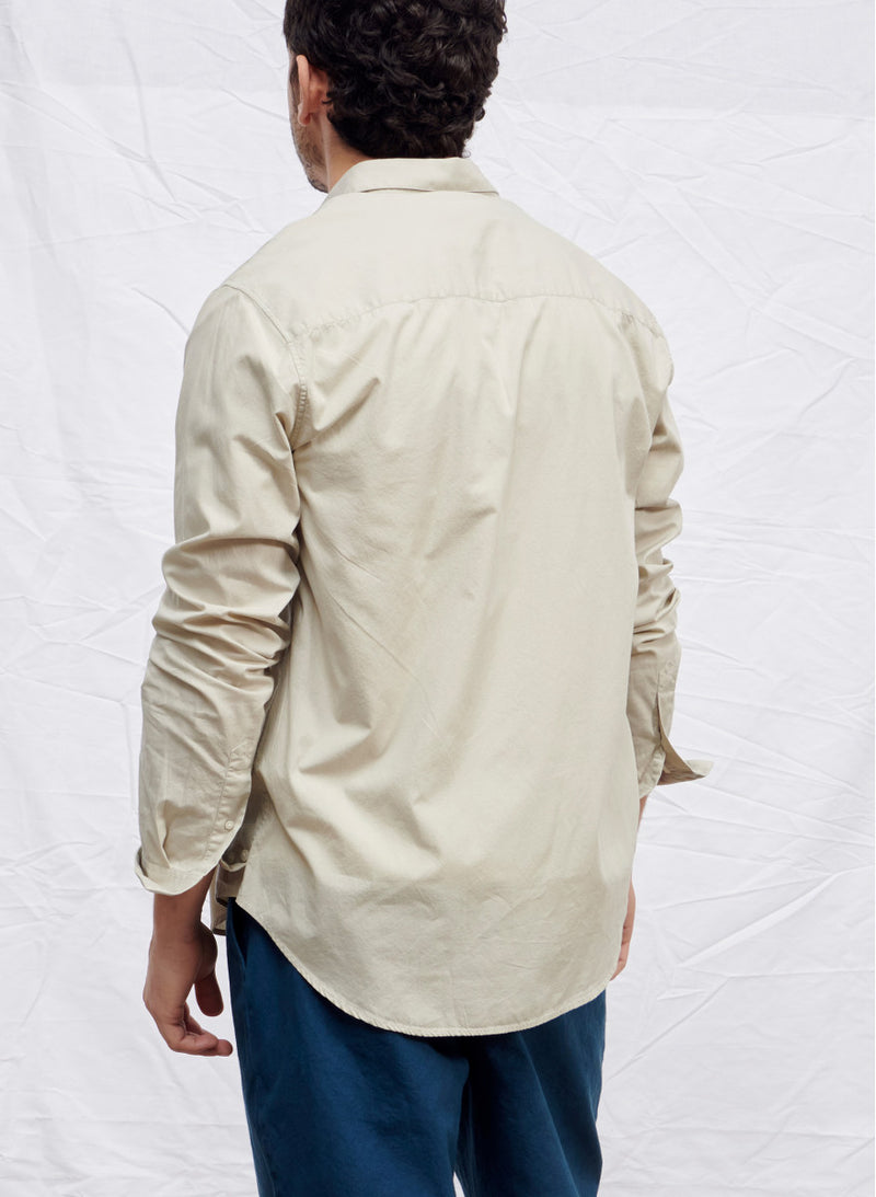 Maison Standards - Camisa John Popeline Pat - Beige Hombre