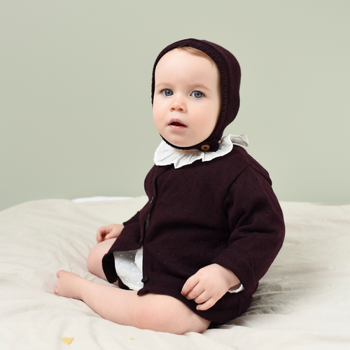 Victoire Tricot Aubergine Baby Cardigan - Bébé