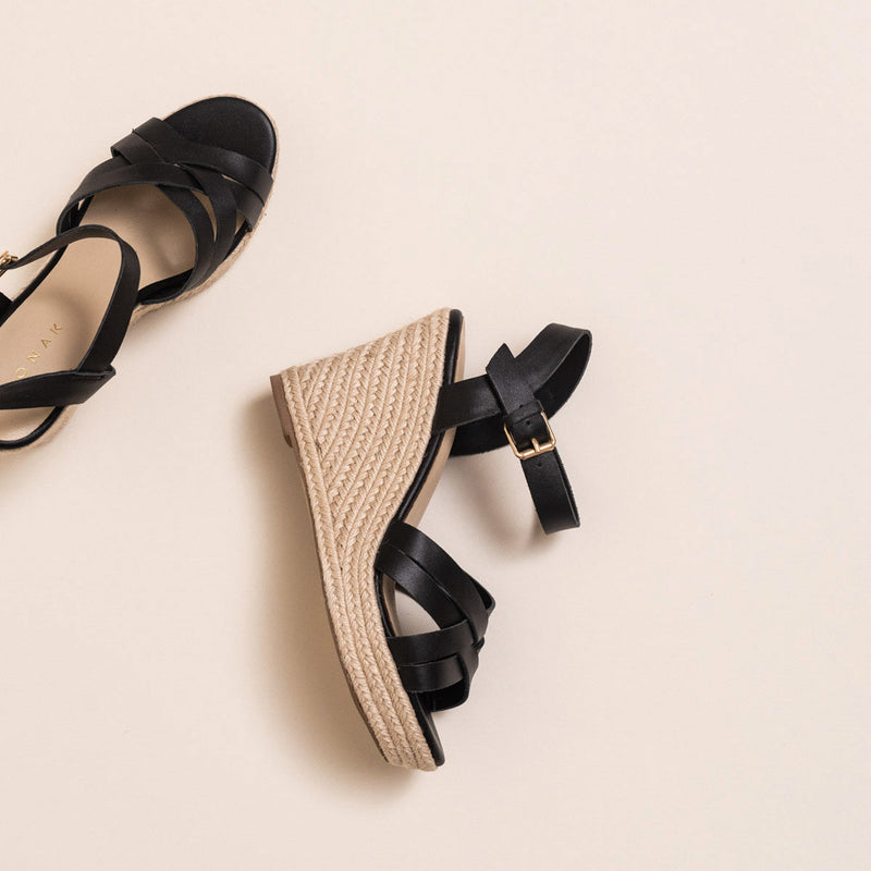 356-SACHA CUIR / Black --Espadrilles Sacha Cuir - Black Espadrilles Jonak