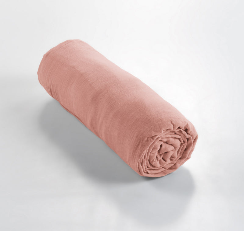 Fitted Sheet - Cotton Gauze - Gaia - Rose Peche