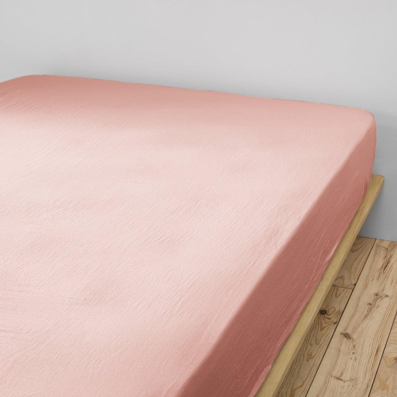 Gaia - Drap Housse - Double Gaze De Coton - Rose Peche