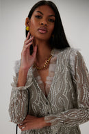 Robe Nicole En Dentelle Champagne