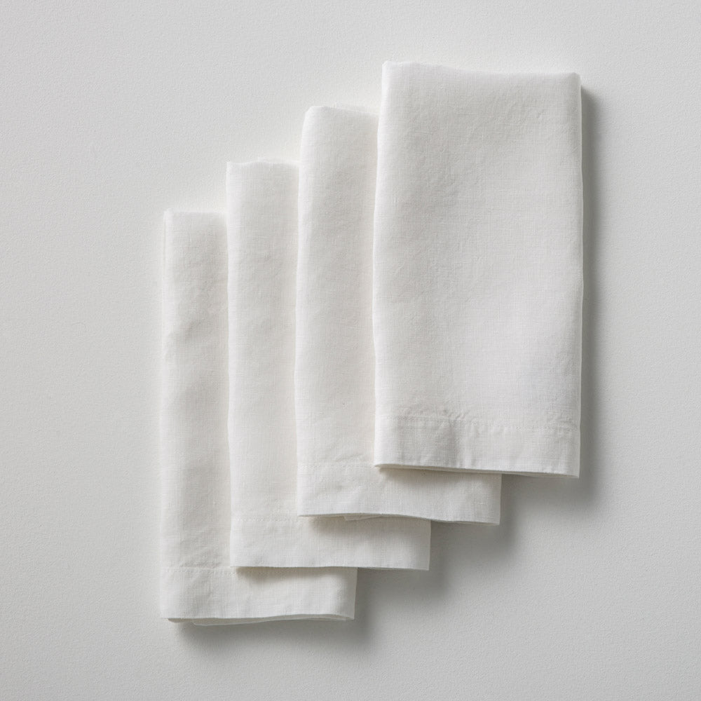 4 Serviettes En Lin Lavé - Blanc - MOST - The Bradery
