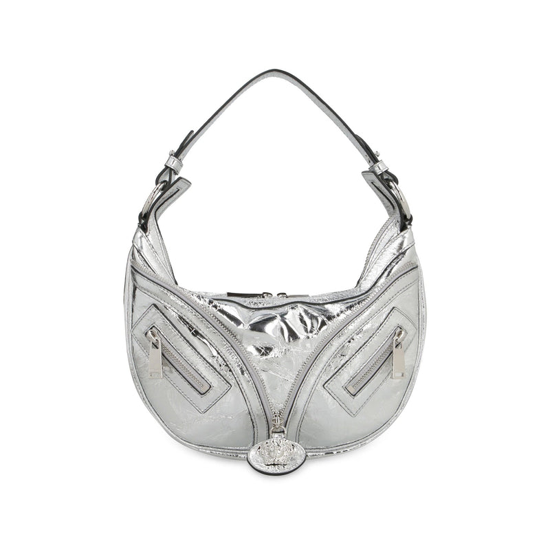 Versace Repeat Hobo Shoulder Bag - Silver - Woman