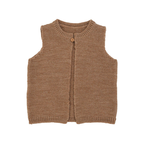 Gilet Sans Manches Agathe Tricot Beige Chiné 100% Laine - Bébé