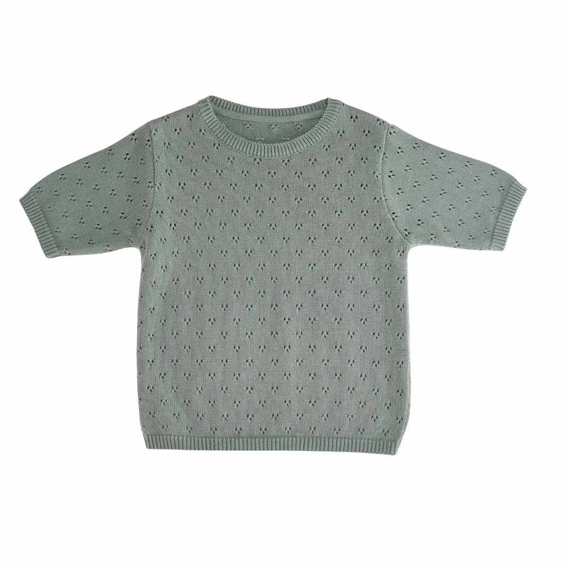 Jade Tricot Sauge Short Sleeve Top - Child