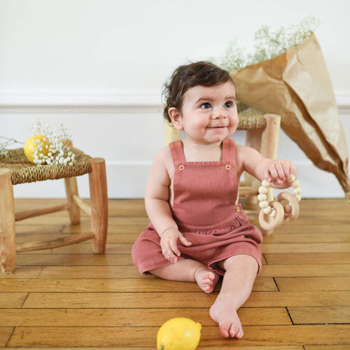 Théo Twill Raspberry Dungarees - Baby