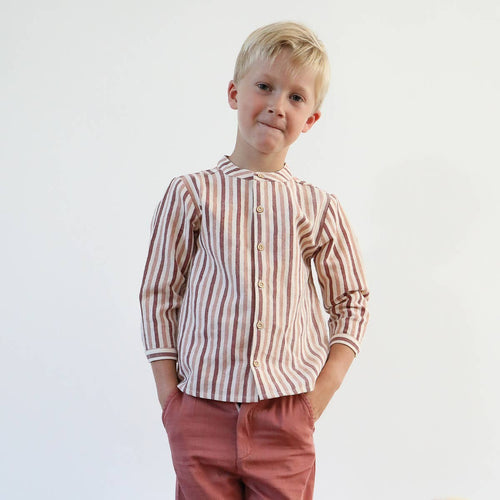 Camisa de lino a rayas Maxence - Niño