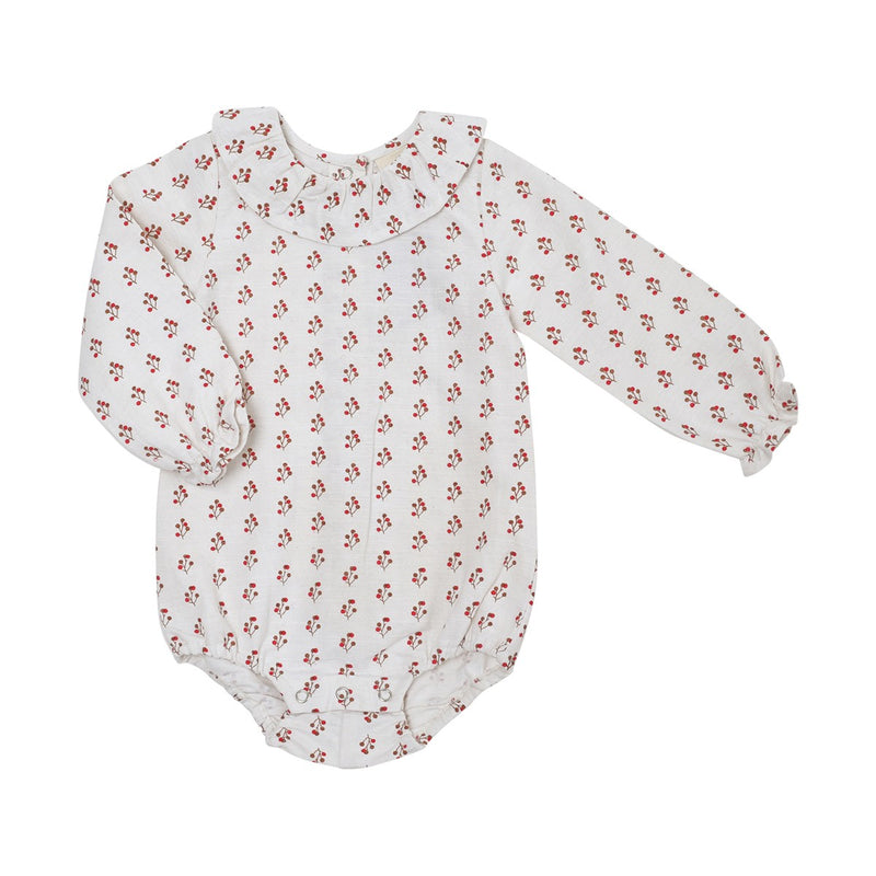 Castille Linen/Cotton Ecru Printed Romper - Baby