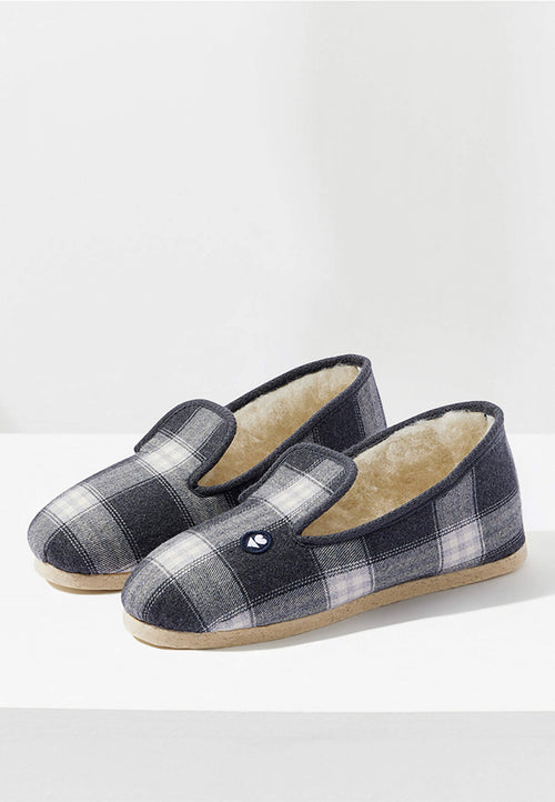 Pantoufles Tartan Gris - Chaussons D'Intérieur En Laine