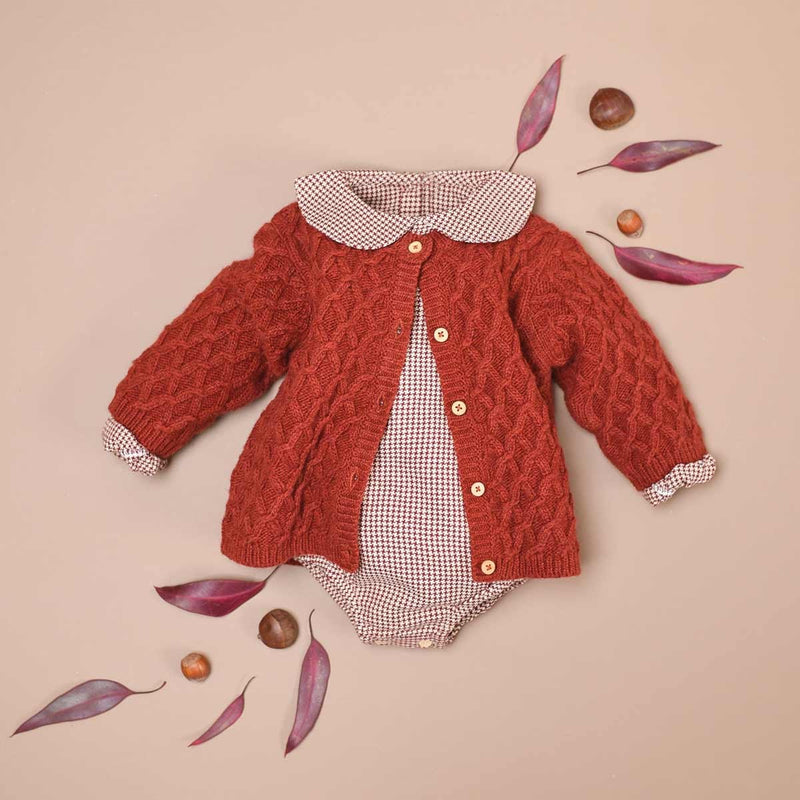 Cardigan Victoire Tricot Chataigne 100% Laine - Bébé