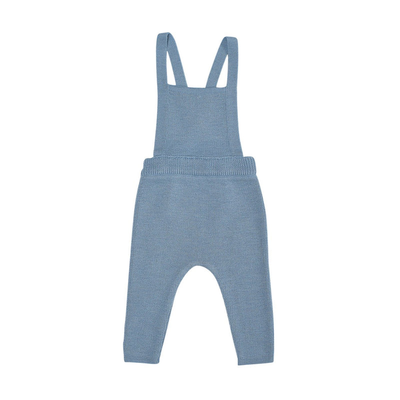 Gabin 100% Wool Mottled Blue Knit Dungarees - Baby