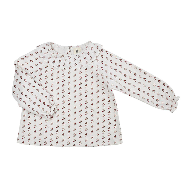 Blouse Manches Longues Charline Lin/Coton Écru Imprimé - Enfant