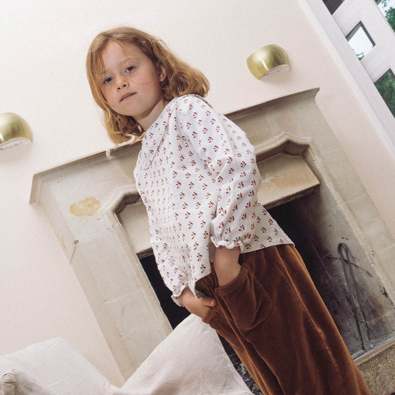 Charline Long Sleeve Blouse Linen/Cotton Ecru Printed - Child