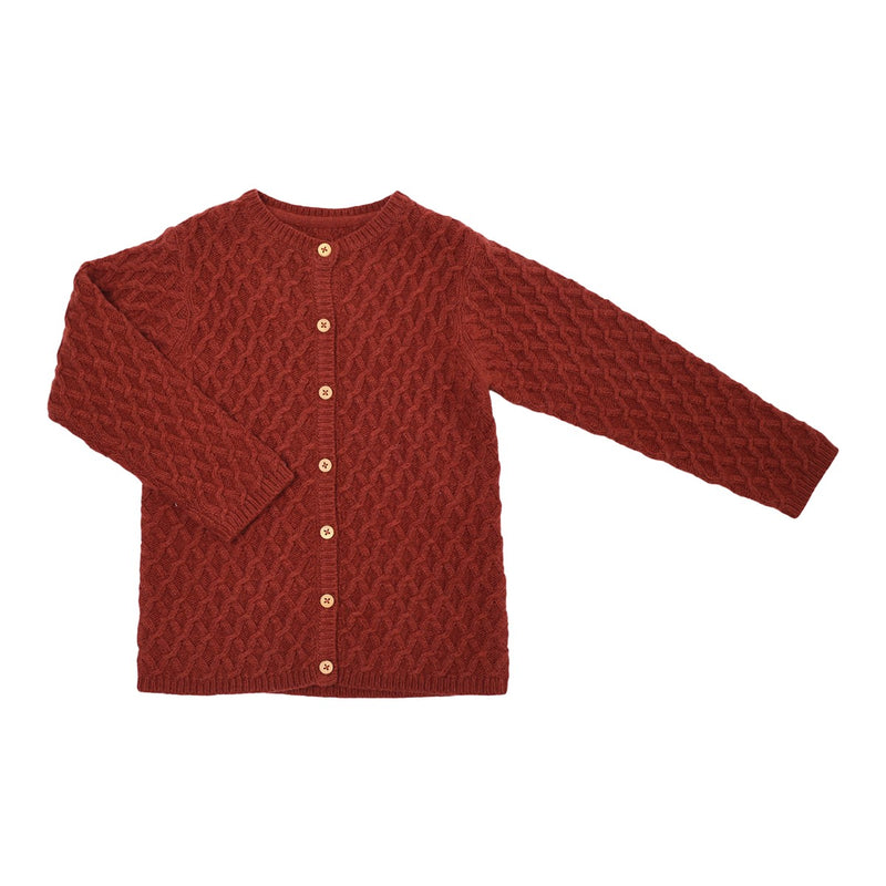 Cardigan Victoire Tricot Chataigne 100% Laine - Enfant