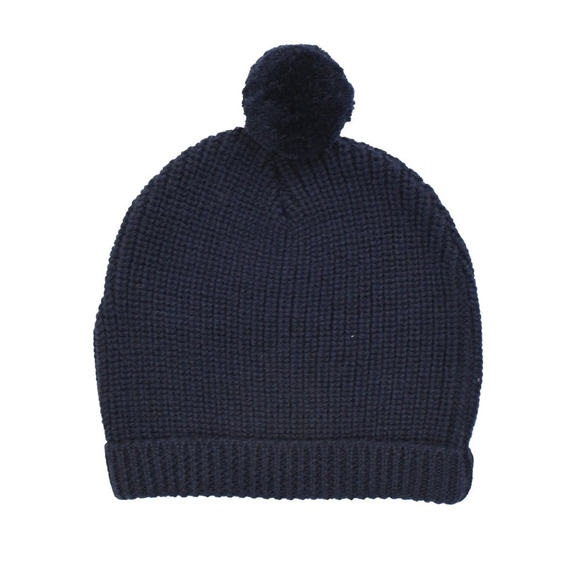 Basile 100% Wool Navy Blue Knit Cap - Child