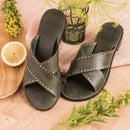 Ios Flat Heel Sandal - Lezard Olive