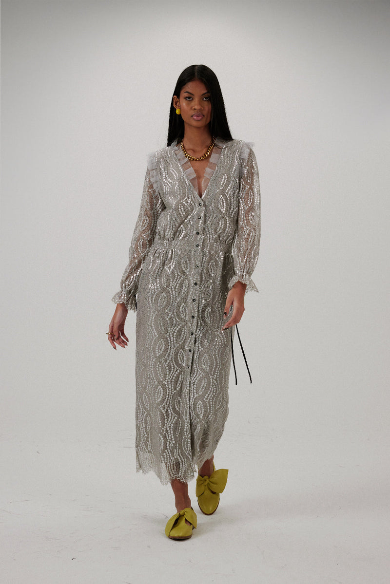 Robe Nicole En Dentelle Champagne