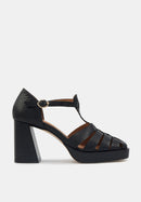 Sandales À Talons Carrie - Cuir Façon Lézard Noir