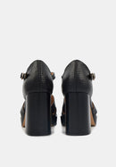 Sandales À Talons Carrie - Cuir Façon Lézard Noir