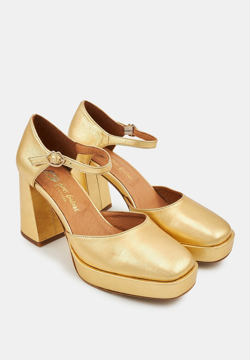 Sandales À Talons Ivy - Cuir Métallisé Or