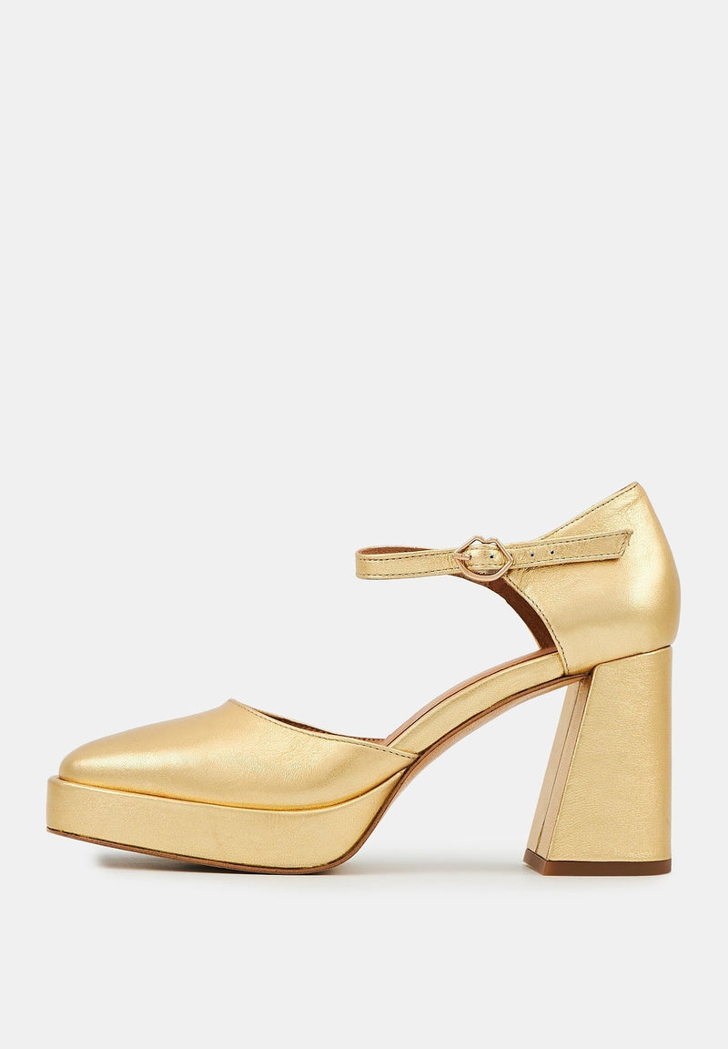 Sandales À Talons Ivy - Cuir Métallisé Or