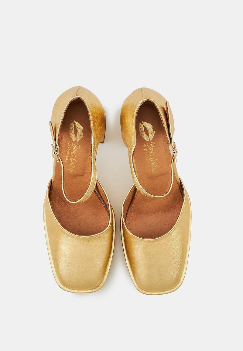 Sandales À Talons Ivy - Cuir Métallisé Or