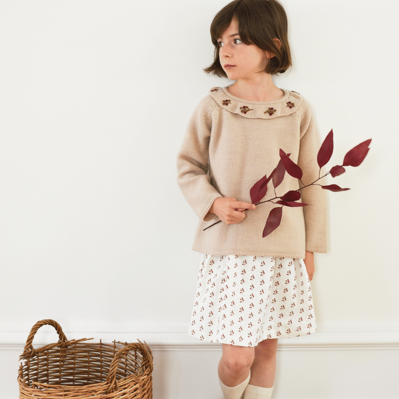 Eva Skirt Linen/Cotton Ecru Printed - Child