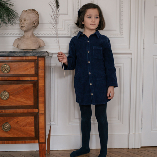 Robe Jasmine Velours Côtelé Bleu Marine - Enfant