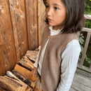 Agathe Tricot Beige Chiné 100% Wool Sleeveless Cardigan - Child