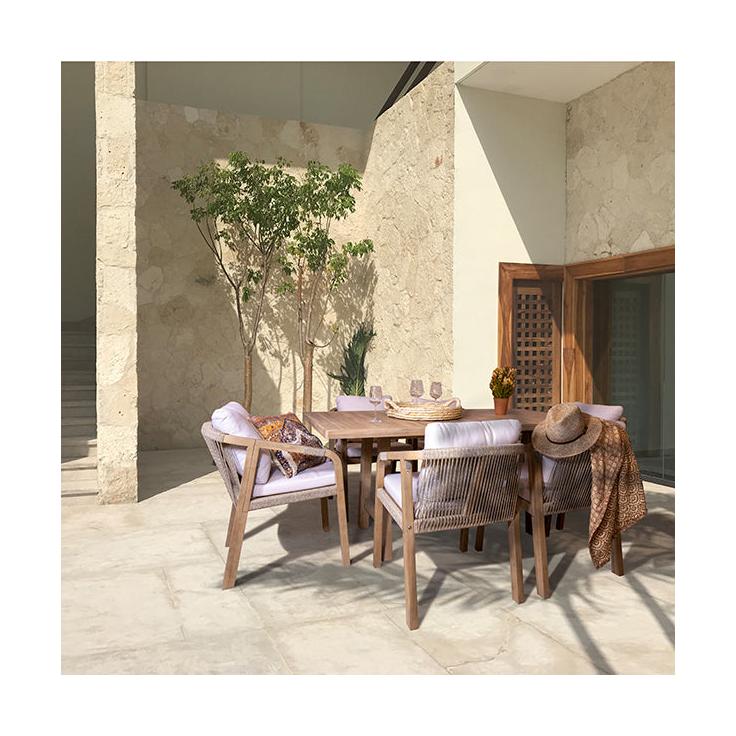 Saona - Ensemble Table Et 6 Fauteuils - Bois D'Acacia