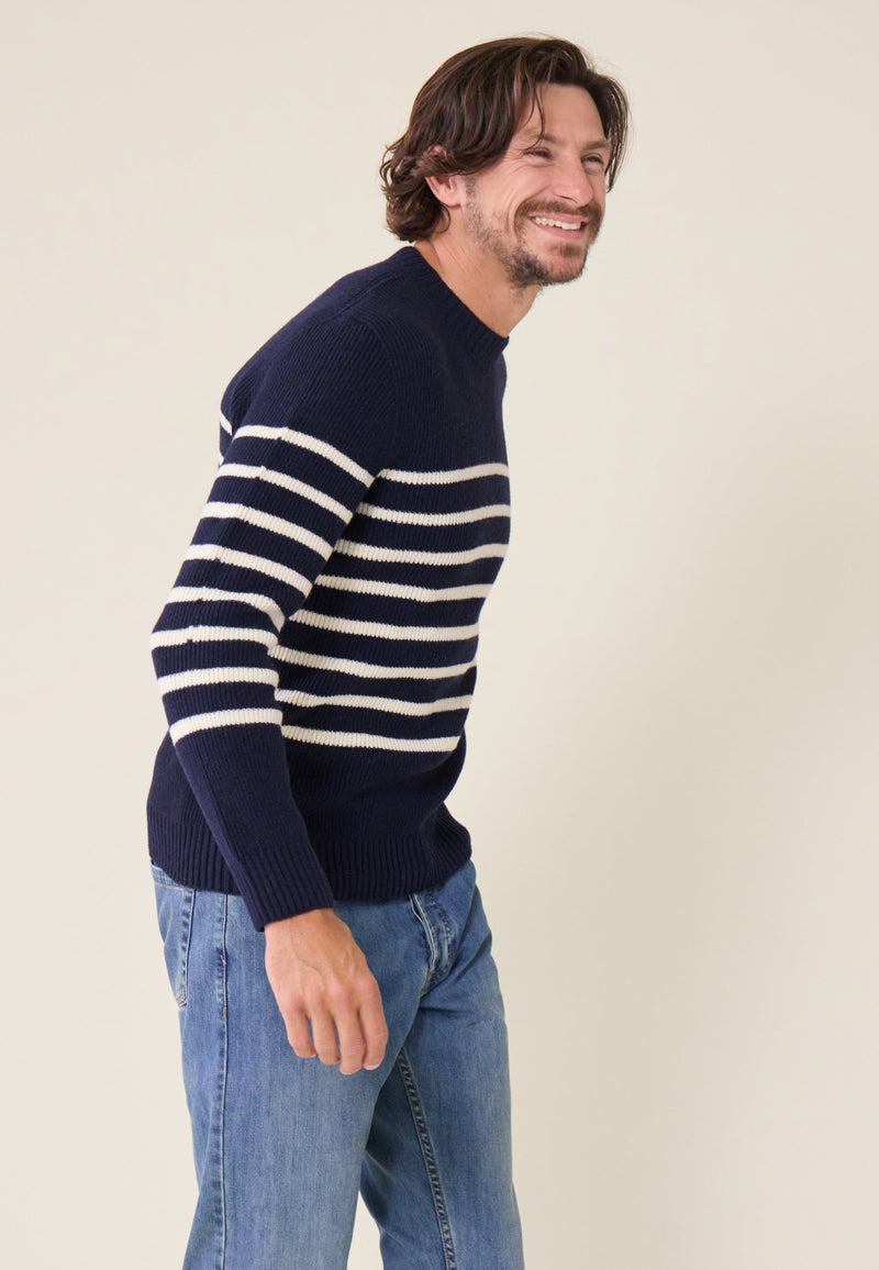 Louis Marinière Marine - Pull Homme En Laine Française