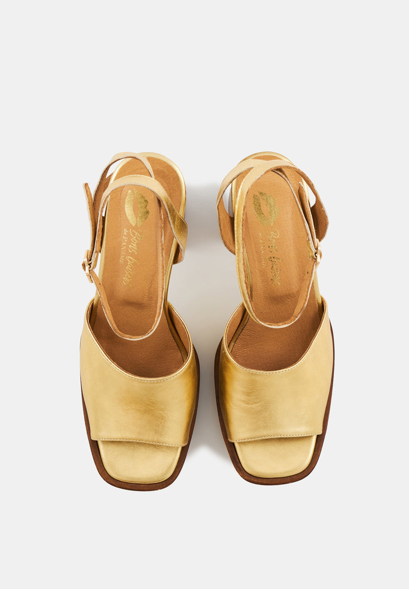 Aimée Sandals-Gold Metallic Leather