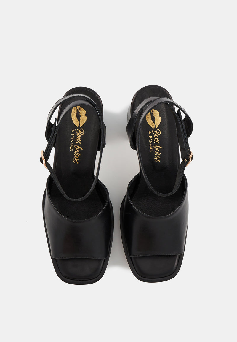 Aimée sandals - Black shiny leather