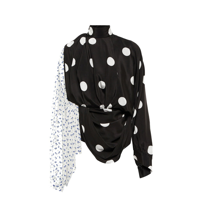 Top Balenciaga Polka Dot High Neck Top - Noir - Femme