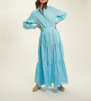 Lena Dress - Turquoise White
