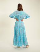 Lena Dress - Turquoise White