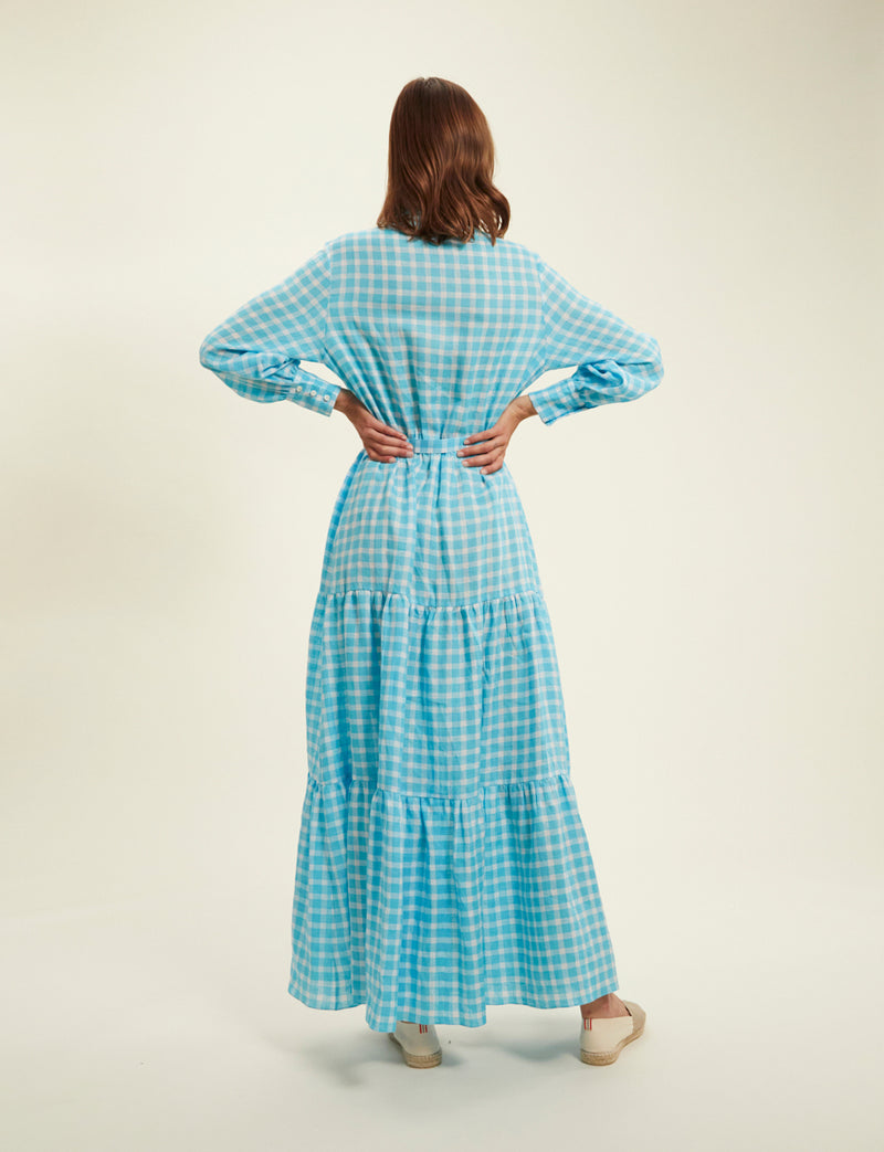 Lena Dress - Turquoise White