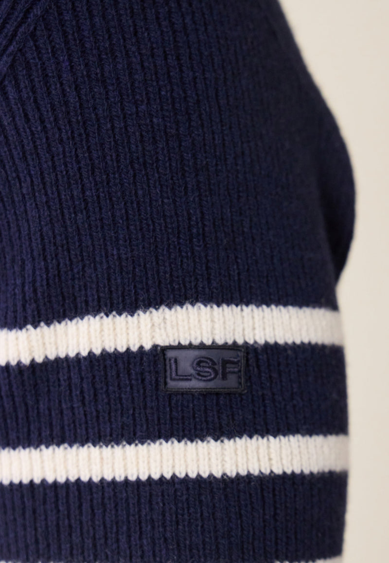 Louis Marinière Marine - Pull Homme En Laine Française