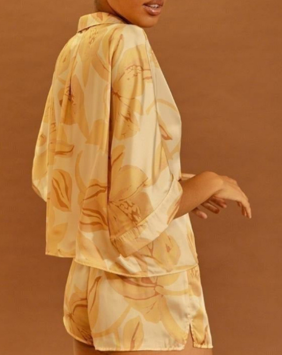 Camisa Miel - Flores Nacaradas