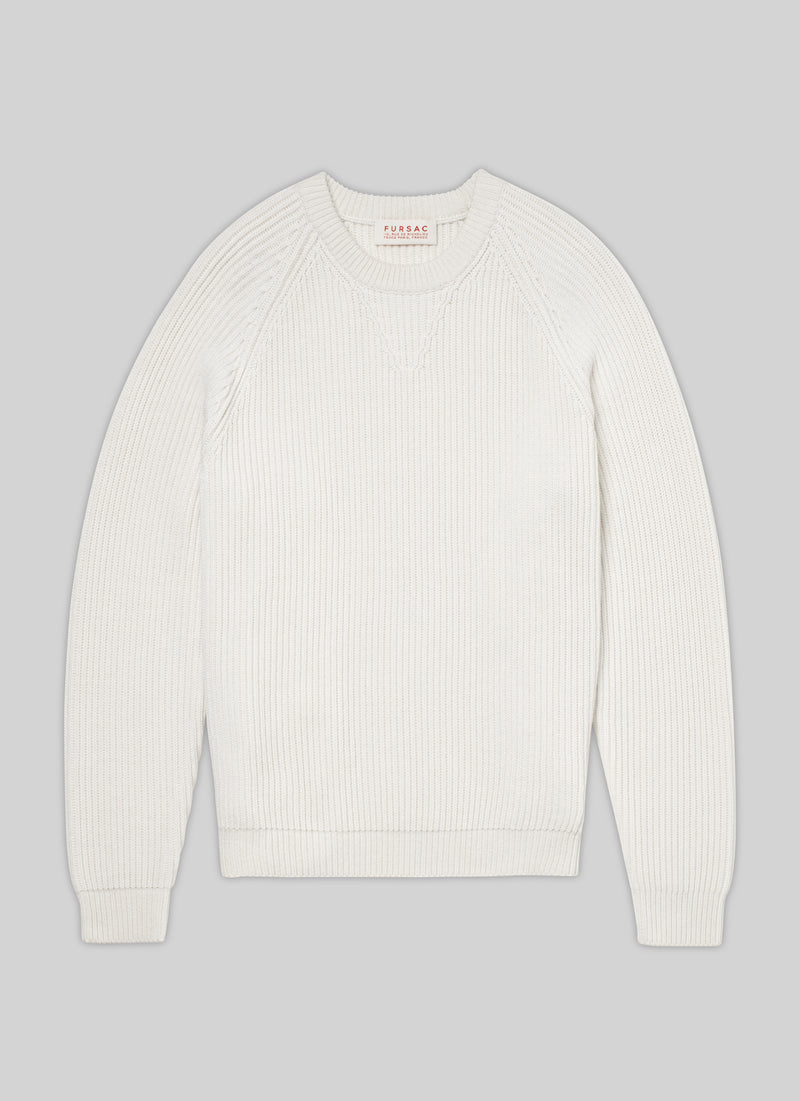 Fursac - Sweater Blanc In Wool And Cotton