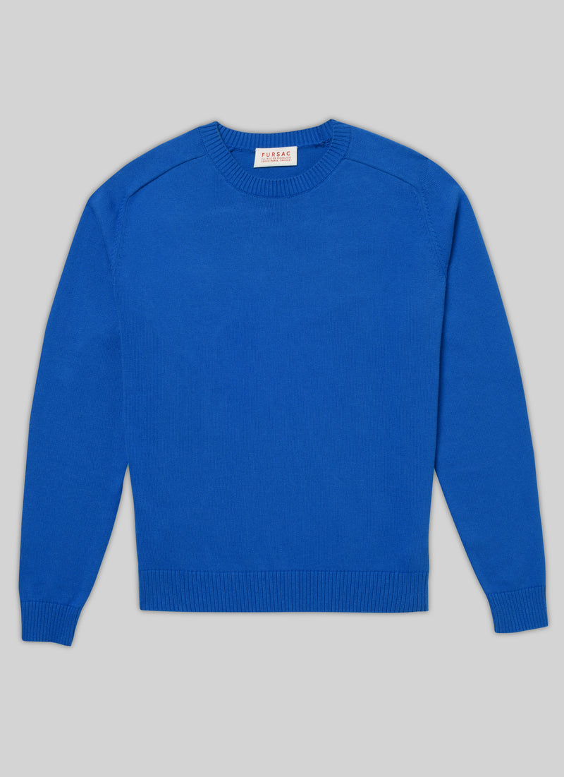 Fursac - Pull Bleu En Laine Et Coton