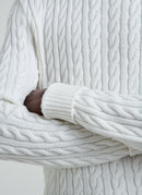 Fursac - Wool Cotton Cable Sweater - Ecru