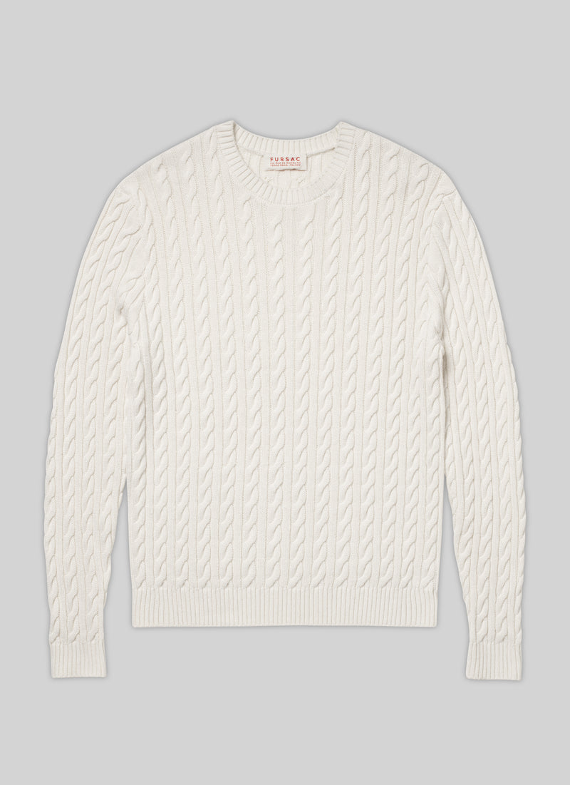 Fursac - Wool Cotton Cable Sweater - Ecru