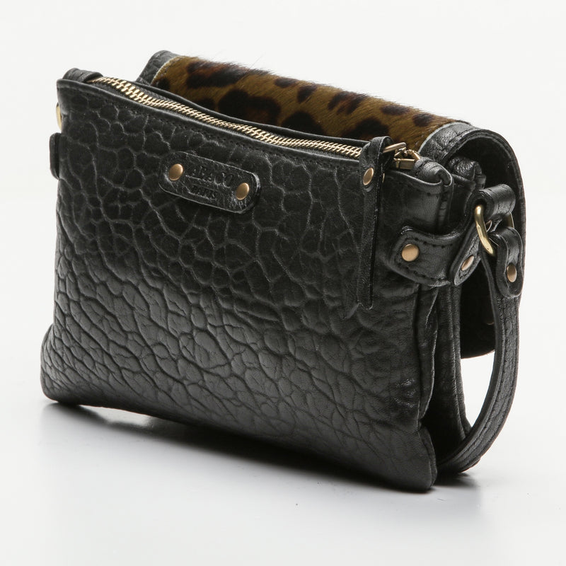 Mini bolso de mano - Joe - Negro / Verde Leopardo