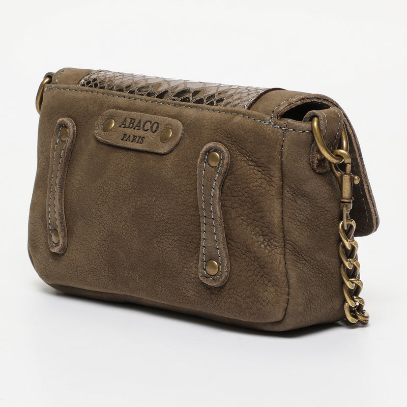 Clutch bag - Mini Gaby - Marron / Imprime Python Marron Metallique