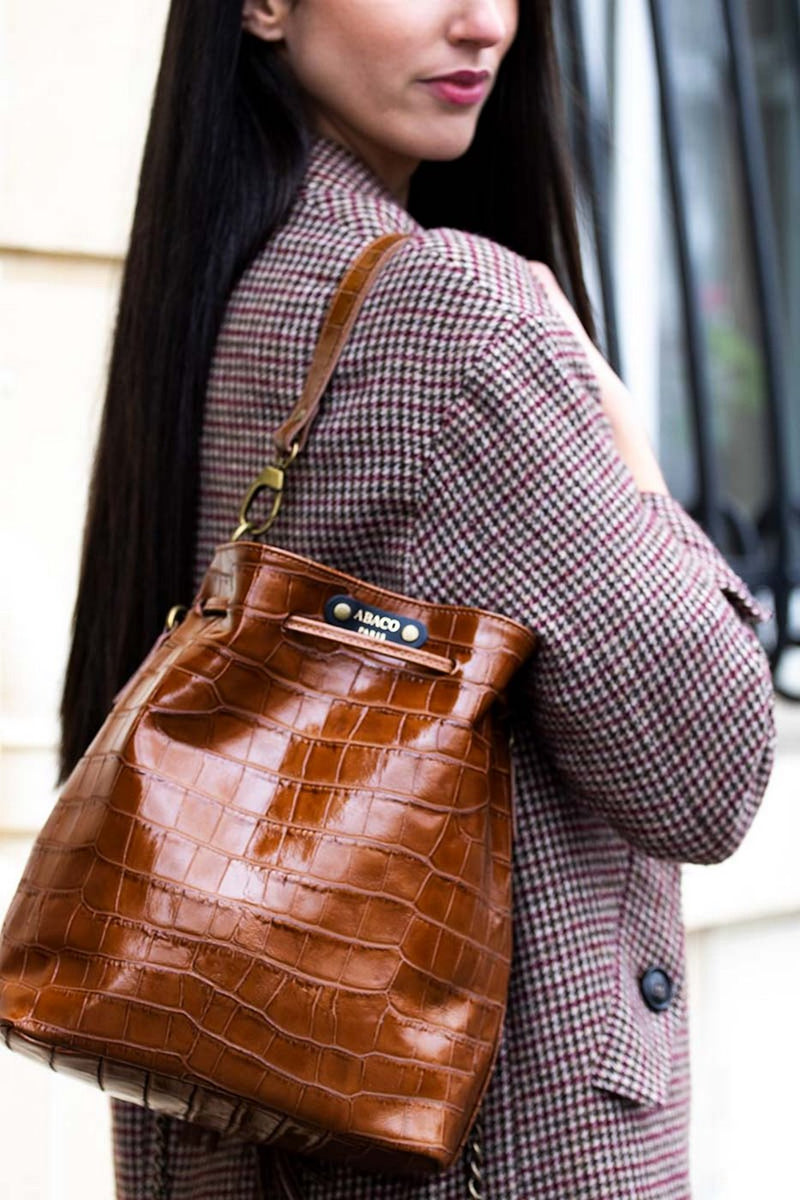 Bucket bag - Malia Croco - Camel